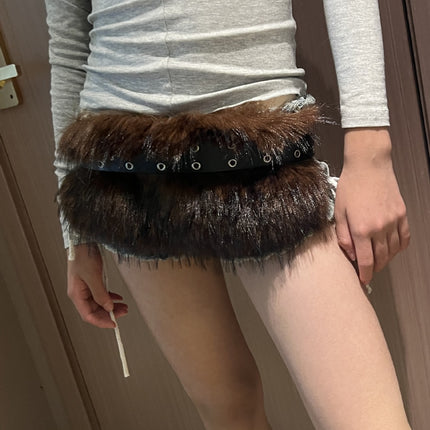New Rabbit Fur Belt D. I .A OOTD Mao Mao Belt Europe and America Cross-border Hot Sexy Spice Girl Waist Cover Wide Belt