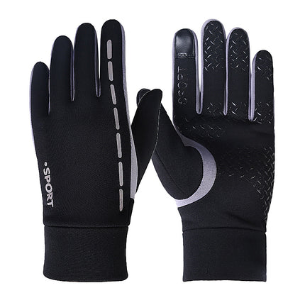 Printed LOGO gloves full finger men's autumn and winter touch screen plus velvet gloves men's warm non-slip waterproof winter printing