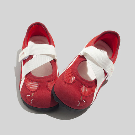 Shoes 2026 Spring New Style Sneakers Red Thin Sole Casual Shoes Versatile Soft Sole Breathable Mary Jane Shoes for Women