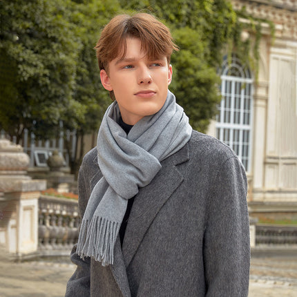 Men's Scarf Autumn and Winter Korean Style Versatile Wool Scarf Women's Winter Warm Solid Color Cashmere Scarf Wholesale