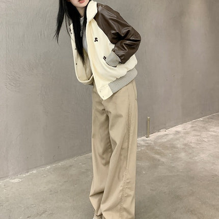 With inch women's clothing | 2025 loose Denim wide leg white straight pants women slim mop pants pear-shaped slim