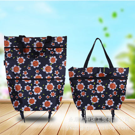 Factory Direct Supply Printed Oxford Cloth Foldable Shopping Bag Household Handbag with Tug