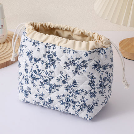 Cross-Border Makeup Brush Quilted Cosmetic Bag Large Capacity Tote Cosmetic Bag Fashionable Simple Korean Style Floral Storage Bag