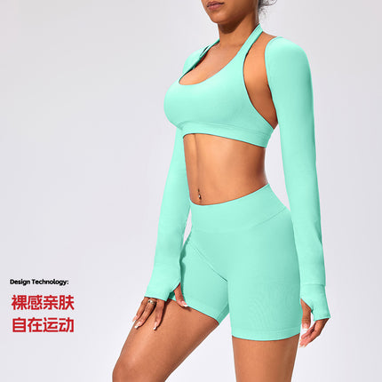 Shawl Yoga Wear for Women, Autumn Quick-Drying Tops, Women's Sports Fitness Jackets, Cardigans, Elegant, Breathable, Slimming Look Waistcoats