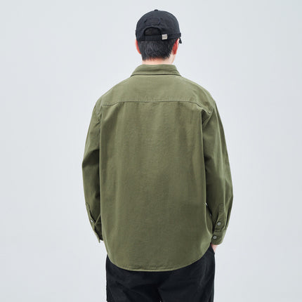 Heavy Wash Cotton Japanese Style Vintage Trendy Brand Loose Casual Shirt Jacket Army Green dark gray Jujube
