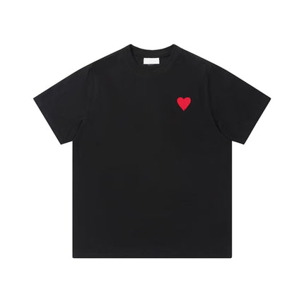 Cross-Border Am* Short-Sleeved Pure Cotton Embroidered Round Neck T-Shirt Summer Casual Loose Couple Wear Star Same Style Drop Shipping