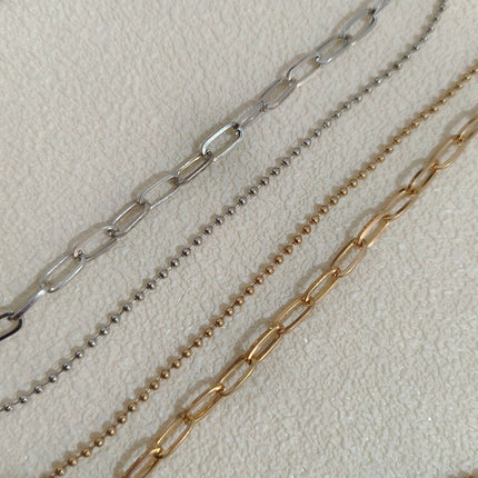 European and American Cross-Border Fashion Double-Layer Stacked Bead Chain Necklace for Women Ins Simple Trendyy Chain Clavicle Chain Women's Jewelry Chain