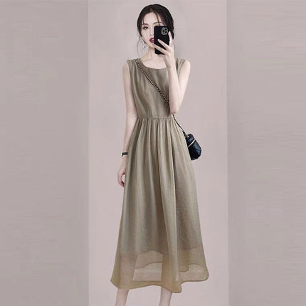 Gentle Style Age-reducing Elegant Niche Sleeveless Dress Summer New Women's Clothing Tea Break French Fashionable Slimming Skirt