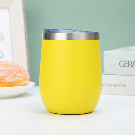 304 Stainless Steel Eggshell Cup Portable Cross-Border U-Shaped Wine Thermos Cup 12oz Cup American Style Wholesale Aviation Cup