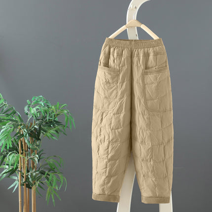 Winter Artistic Elastic Waist Cold-Resistant Thickened Warm Cotton Pants Harem Versatile Fashionable Cold-Proof Casual Boot Pants for Women