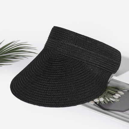 Amazon Hot Selling Straw Hat Women's Empty Top Straw Hat Rollable Adjustable Empty Top Straw Hat Duck Tongue Folding Straw Hat