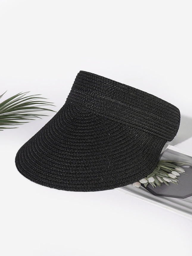 Amazon Hot Selling Straw Hat Women's Empty Top Straw Hat Rollable Adjustable Empty Top Straw Hat Duck Tongue Folding Straw Hat