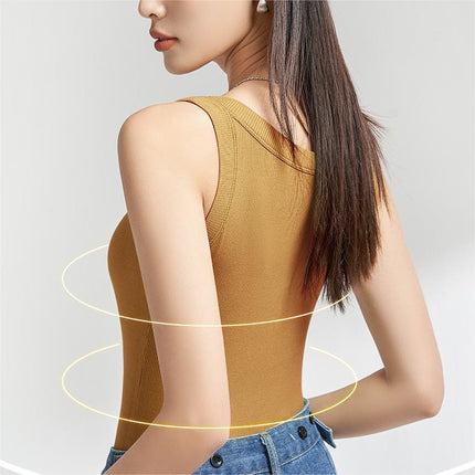 Women's Crewneck Anti-running Light Vest Casual Base Pure Cotton Anti-running Light Parm Thread All-match Beautiful Back Summer Outer Wear