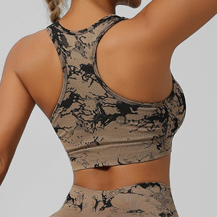 European and American Export Sexy Fashion Tie-Dye Beautiful Back Sports Bra Women's Padded Push-Up Bra Shock-Proof Fitness Vest