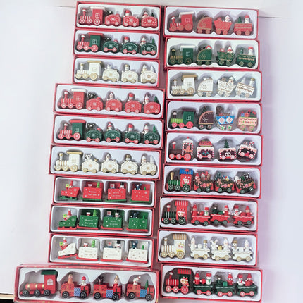 Strict selection of Christmas decorations cartoon creative children's Christmas gifts small train wooden window desktop ornaments