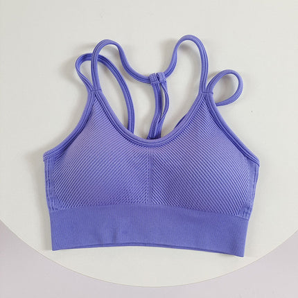 Women's Running Training Sports Suit, White Klein Blue Yoga Thin Straps, Beautiful Back Fitness High-Waisted Peach Pants