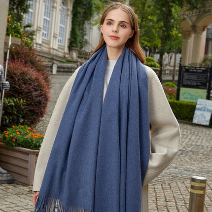 Wool Cashmere Scarf for Women, Winter Warm Solid Color Scarf, Autumn and Winter Versatile Women's Shawl Scarf, Korean Style Atmosphere