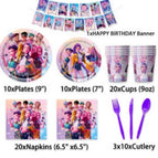 8-piece set (7 inches 10+9 inches 10+ paper towels 20+ paper cups 10+ flags 15+ knives 10+ forks 10+ spoons 10)