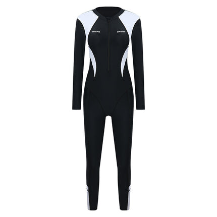 New Sports Swimsuit Women's One-piece Swimsuit Long-sleeved Trousers Sunscreen Slimming One-piece plus size Diving Suit Women