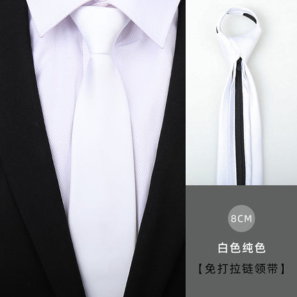 Dress Business Tie Men's and Women's Groom Wedding Black Zipper Korean Narrow No Lazy Striped Bow Tie Plaid