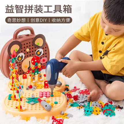 Cross-border children's puzzle assembly toolbox electric screwdriver diy disassembly repair screw toy wholesale