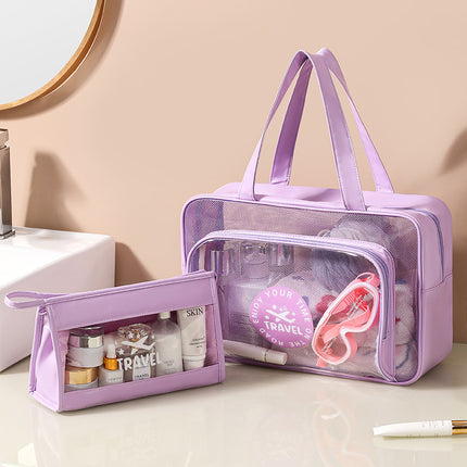 Transparent PVC Wash Bag Portable Shoulder Dry and Wet Separate Bag Swimming Fitness Bath Bag Waterproof Makeup Storage Bag