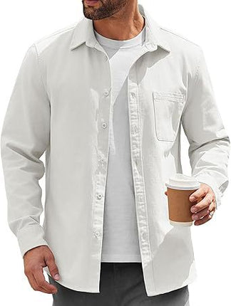 2024 Amazon Hot Sale Men's Light Button-Up Shirt Jacket Casual Jacket Inch Shirt Cotton Jacket