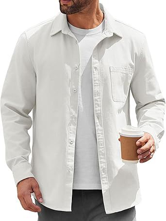 2024 Amazon Hot Sale Men's Light Button-Up Shirt Jacket Casual Jacket Inch Shirt Cotton Jacket