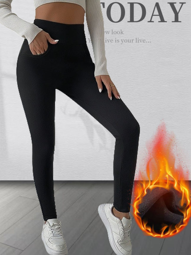 Black Leggings for Women, Suitable for Wearing Outside in Autumn and Winter, with Fleece Lining, High Waist, Stretchy, Thickened, Slim-Fit Long Pants, Cross-Border Fleece Pants