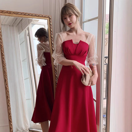 Toast Dress Bride wine red Summer dress Women Usually Wear High-end Wedding Engagement Door Dress
