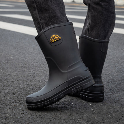Cross-border Korean fashion non-slip rain boots waterproof kitchen shoes fishing car wash men's rain boots tube