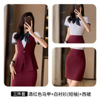 Wine red vest short sleeve shirt dress / S