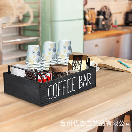 Wooden Coffee Box Farmhouse Coffee Capsule Rack Storage Basket Storage Wooden Box Capsule Rack Coffee Capsule Storage Wooden Box