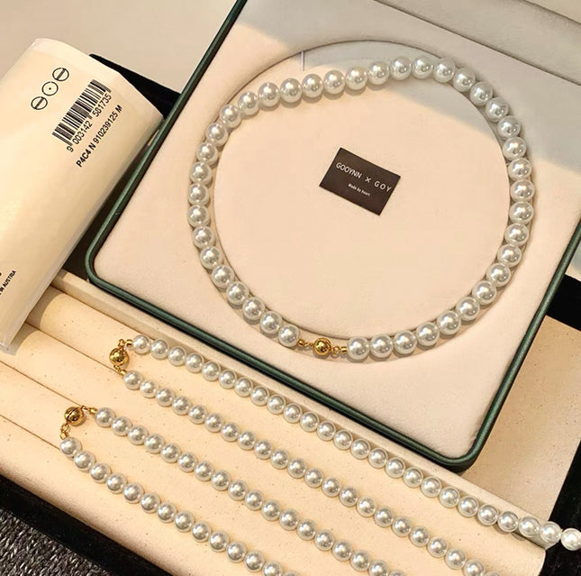 Shijia Aurora Pearl Necklace Women's Magnetic Buckle Sweater Necklace Women's Light Luxury Niche Neck Chain 2024 New Explosions