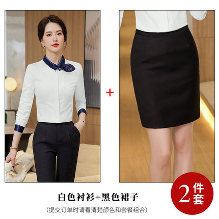 Stewardess Business Dress Shirt Hotel Front Desk Work Clothes suit Female Beautician Clothing Real Estate Consultant Women's Clothing suit