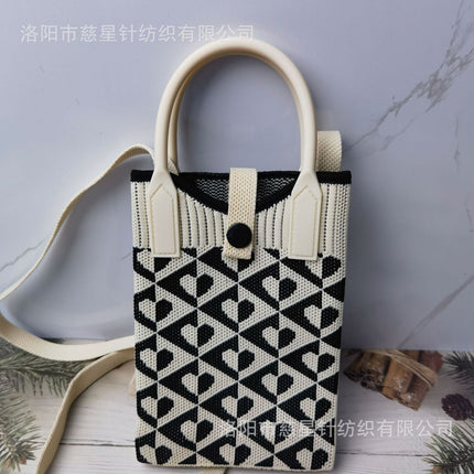 Girl's Heart-Shaped Knitted Crossbody Bag