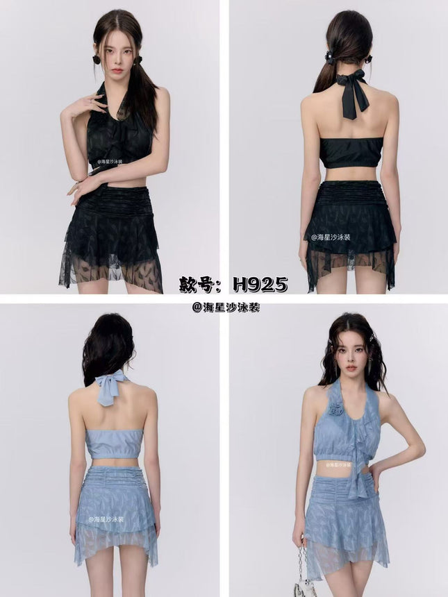 2026 Style Design-Inspired Hot Girl Ruffled Irregular Lace Slimming Sexy Two-Piece Hot Spring Beach Swimsuit