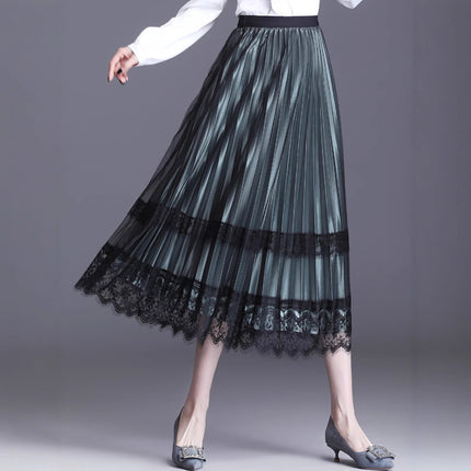 plus size Women's 2025 Fat Sister Summer New Heavy Industry Embroidered Large Flower Mesh Skirt Slim A- line Long Skirt