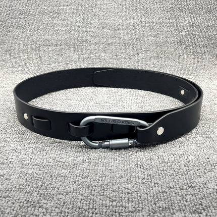 New Ins Style Silver Grey Climbing Climbing Climbing Buckle Letter Carving Machine Black Belt Belt Men's and Women's Trendy Outdoor