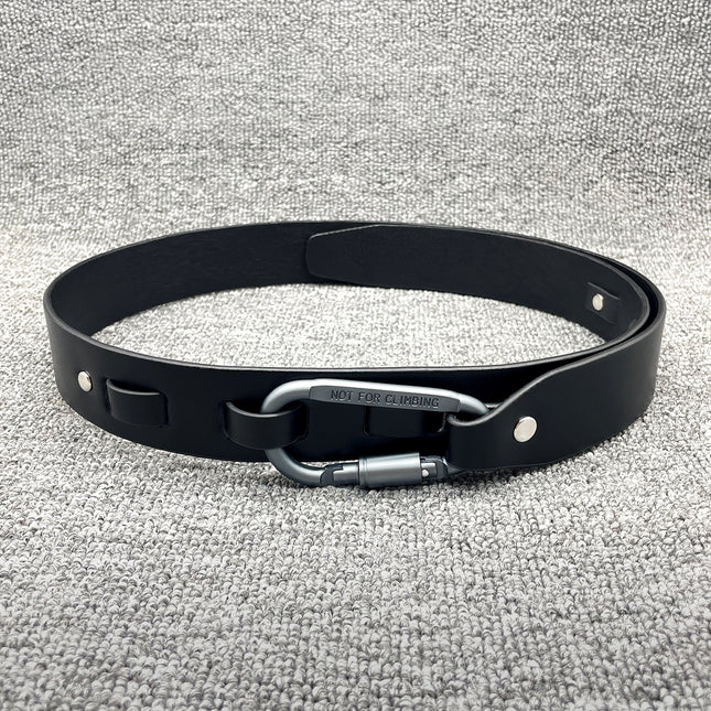 New Ins Style Silver Grey Climbing Climbing Climbing Buckle Letter Carving Machine Black Belt Belt Men's and Women's Trendy Outdoor