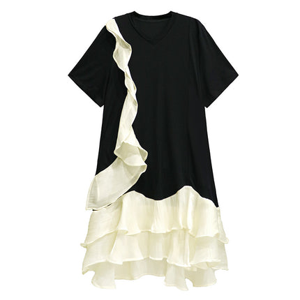 French Gentle Style Elegant Organza Fungus Dress for Women Summer New Fashion Style Loose T-Shirt Dress