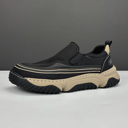 Summer Men's Shoes Breathable Mesh Lazy Slip-on Thick-soled Lightweight Trendy All-match Wide-head Men's Casual Shoes