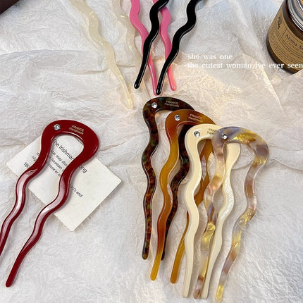 Cross-border Explosions 12.5cm High-grade Acetic Acid U-shaped Hairpin Female Hair Hairpin Back Head Ball Head Disc Hair Headwear Hairpin