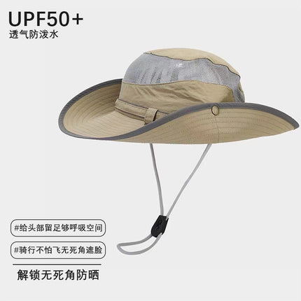 Summer Mesh Breathable Sun Protection Hat for Men and Women Outdoor Hiking Fishing Camping Style Mountaineering Hat Large Brim Western Cowboy Hat