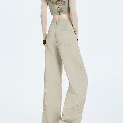 American Retro Wide-Leg Pants 2025 Autumn New Trendy Design Loose Slimming Versatile Floor-Length Jeans for Women