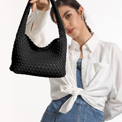 Pure Hand-woven Lunch Box Bag High-end Underarm Bag Fashion Women's Bag Cross-border Portable Shoulder Bag