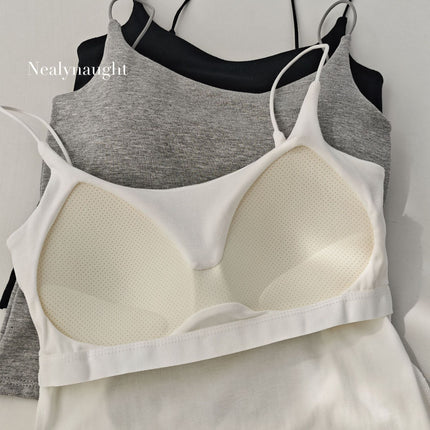 Thin Strap Back Hollow Metal Buckle Beauty Back Camisole Hot Girl with Breast Pad Fixed Cup Inner Wear Outer Wear Base Layer