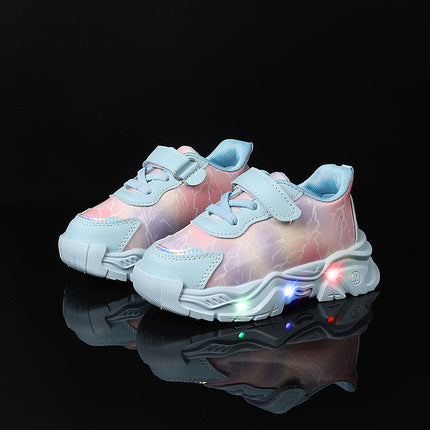Spring and Autumn New Girls' Sports Shoes Light-Up Cartoon Shoes Kindergarten Baby Girls Dad's Shoes Flashing Lights Versatile