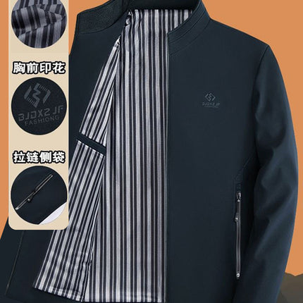 [Cross-Border Wholesale] Men's Stand-Up Collar Jacket Autumn and Winter Casual Middle-Aged and Elderly Dad Spring & Fall High-End Men's Jacket