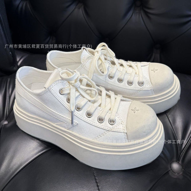 2025 New Meteor Ball Shoes Smfk Dirty Shoes Cross Flower Retro Old Black and White Contrast Casual Sneakers for Women